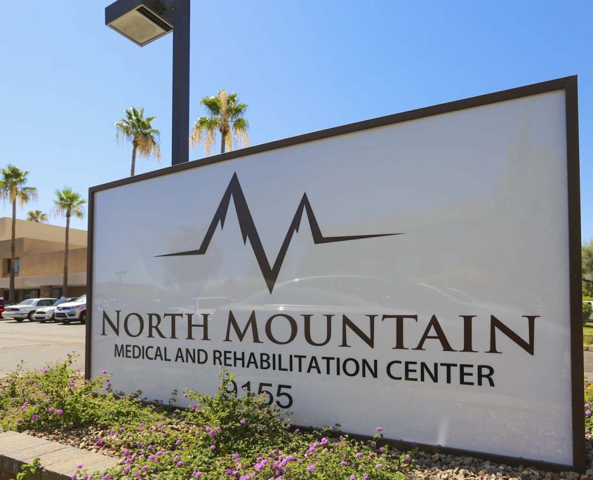 Entrance to North Mountain Medical & Rehab Center, a leading rehabilitation facility in Arizona.