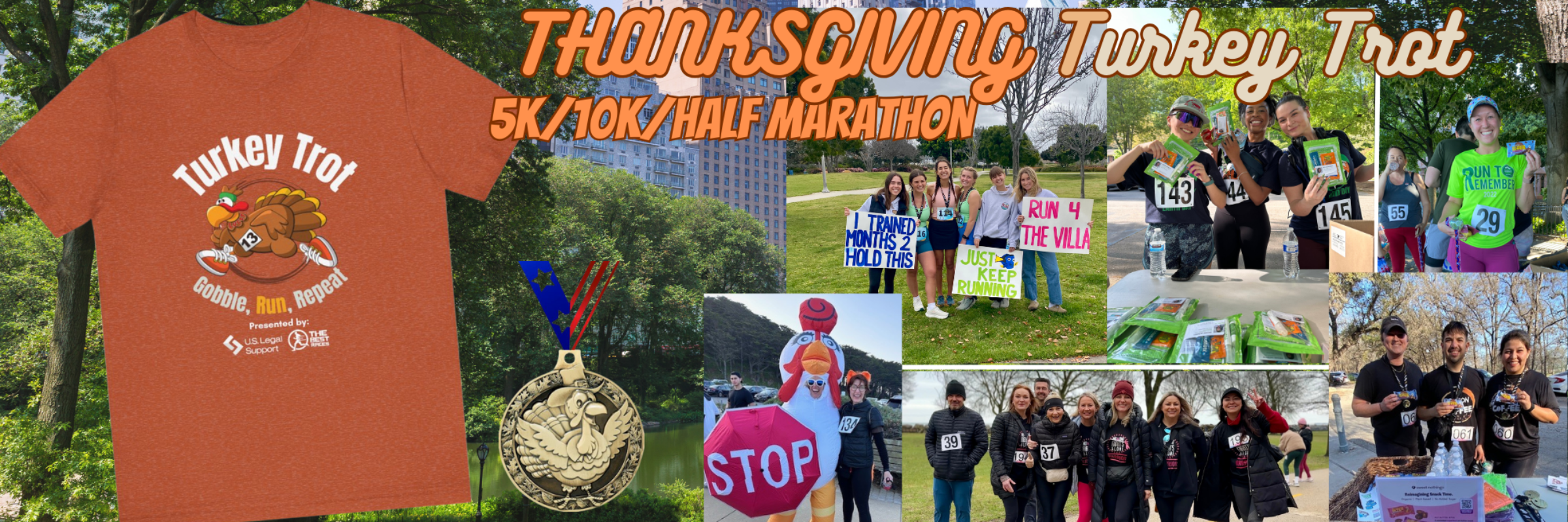 Event banner promoting the Thanksgiving Gobble Trot 5K — compact and vibrant for race promotion.